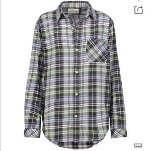 Current Elliott Plaid Cotton Flannel Shirt Size 0